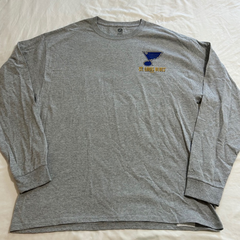 NHL St Louis Blues Long Sleeve Shirt Mens XL Gray Hockey Graphic Tee 1967